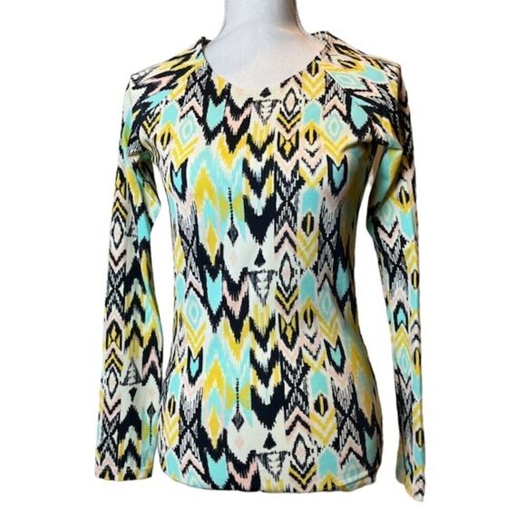 Billabong 'Totally '80s' Long Sleeve Rashguard Women's Black Green Yellow  Large - Picture 2 of 9